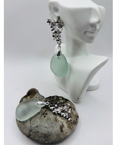 PENDIENTES ARTESANOS DE CRISTAL MARINO