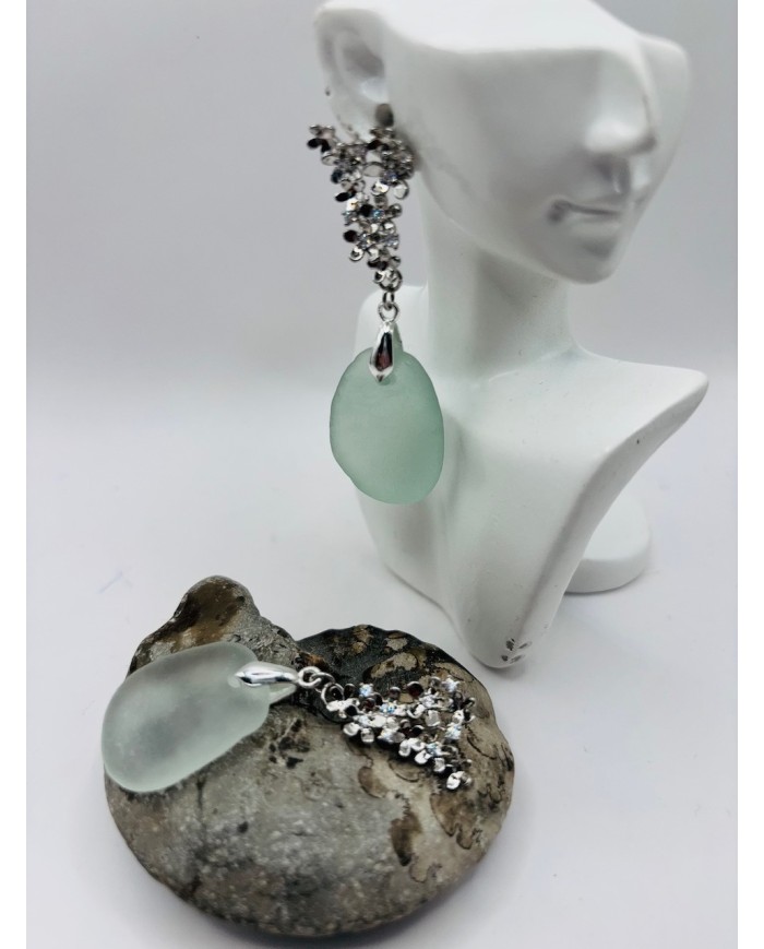 PENDIENTES ARTESANOS DE CRISTAL MARINO