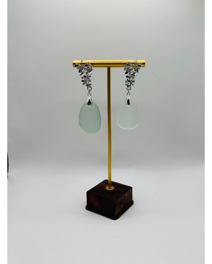 PENDIENTES ARTESANOS DE CRISTAL MARINO