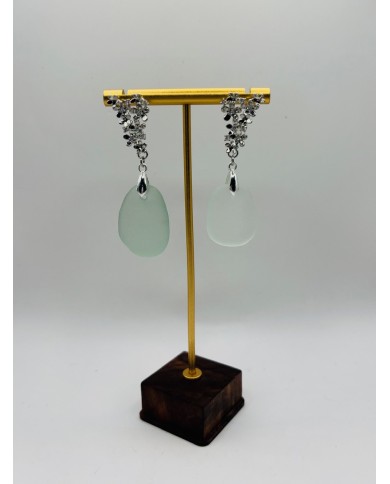 PENDIENTES ARTESANOS DE CRISTAL MARINO