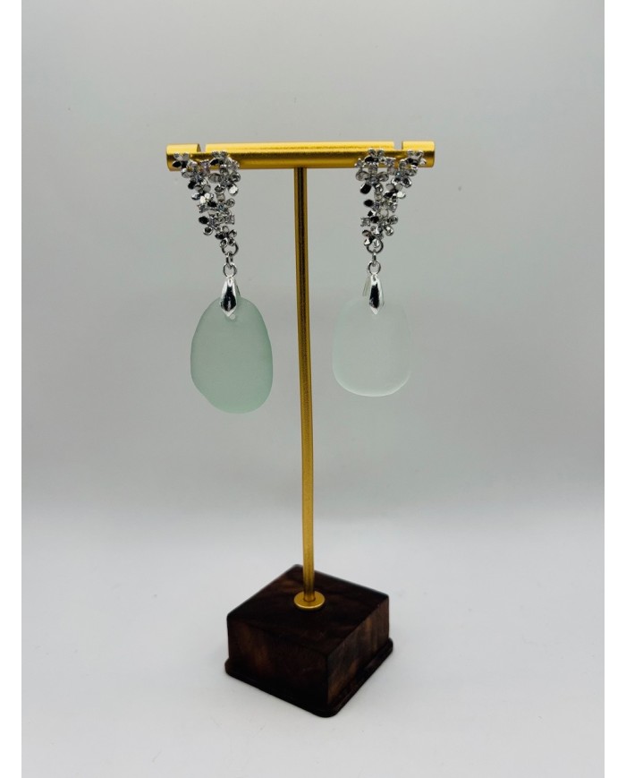 PENDIENTES ARTESANOS DE CRISTAL MARINO
