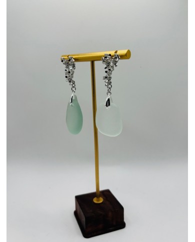 PENDIENTES ARTESANOS DE CRISTAL MARINO