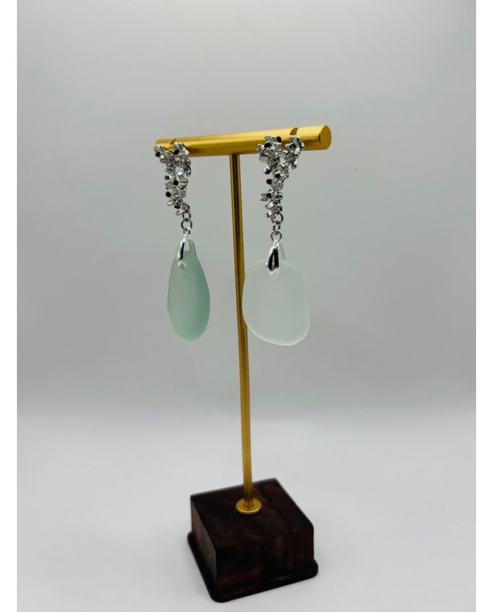 PENDIENTES ARTESANOS DE CRISTAL MARINO