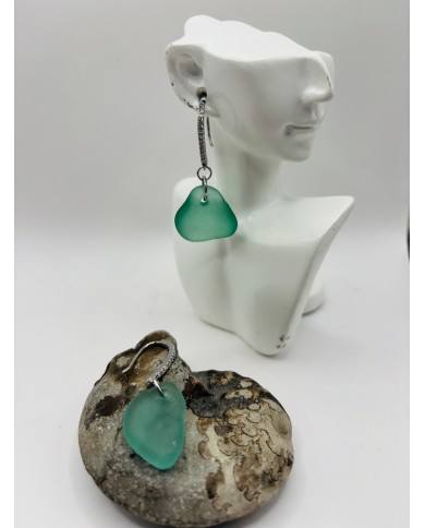 PENDIENTES ARTESANOS DE CRISTAL MARINO