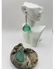 PENDIENTES ARTESANOS DE CRISTAL MARINO