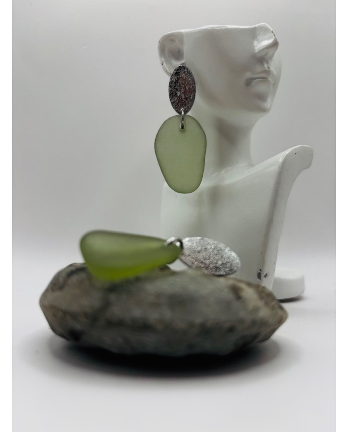 PENDIENTES ARTESANOS DE CRISTAL MARINO