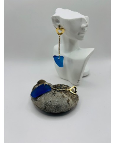 PENDIENTES ARTESANOS DE CRISTAL MARINO