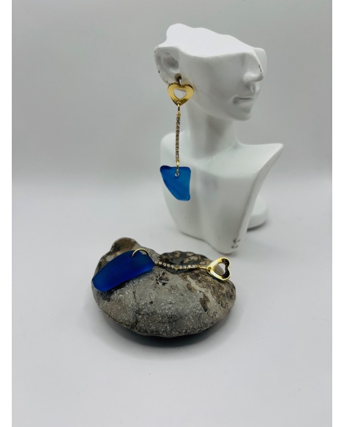 PENDIENTES ARTESANOS DE CRISTAL MARINO
