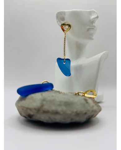 PENDIENTES ARTESANOS DE CRISTAL MARINO