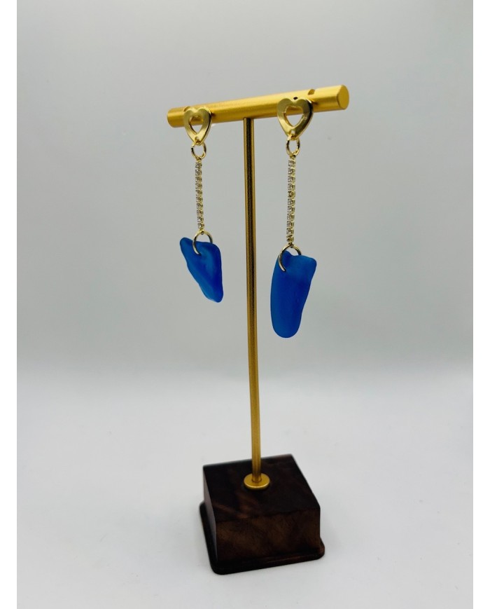 PENDIENTES ARTESANOS DE CRISTAL MARINO