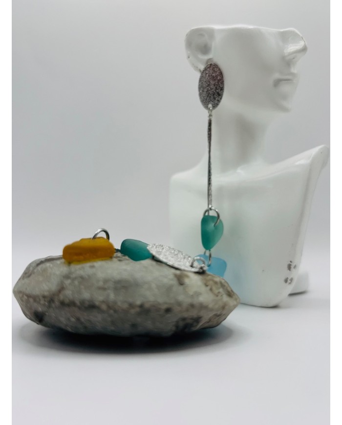 PENDIENTES ARTESANOS DE CRISTAL MARINO
