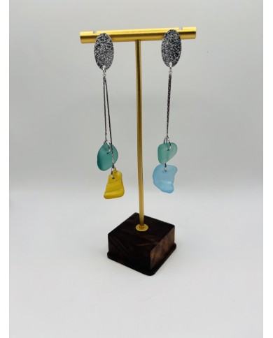 PENDIENTES ARTESANOS DE CRISTAL MARINO