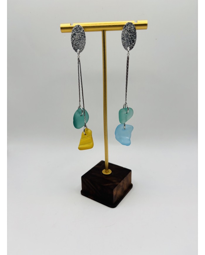 PENDIENTES ARTESANOS DE CRISTAL MARINO