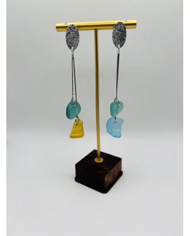 PENDIENTES ARTESANOS DE CRISTAL MARINO