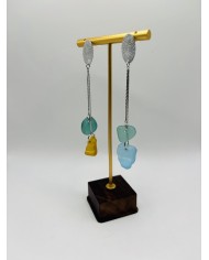 PENDIENTES ARTESANOS DE CRISTAL MARINO