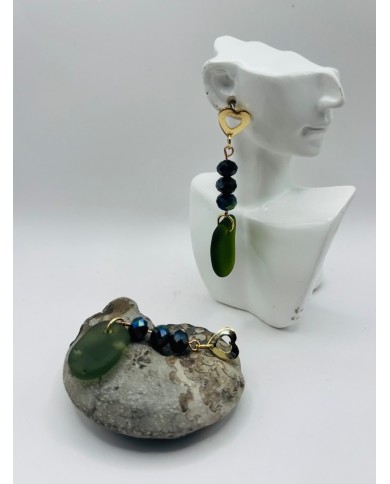PENDIENTES ARTESANOS DE CRISTAL MARINO