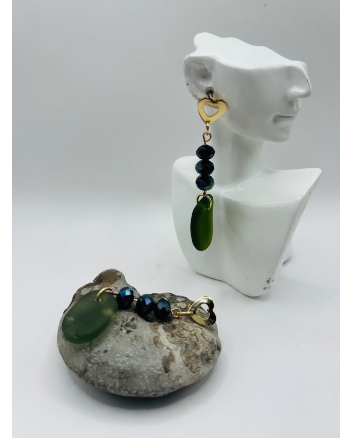 PENDIENTES ARTESANOS DE CRISTAL MARINO