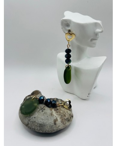 PENDIENTES ARTESANOS DE CRISTAL MARINO