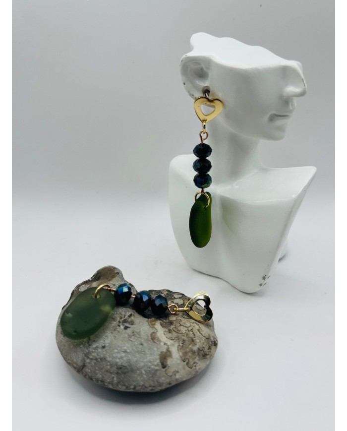 PENDIENTES ARTESANOS DE CRISTAL MARINO