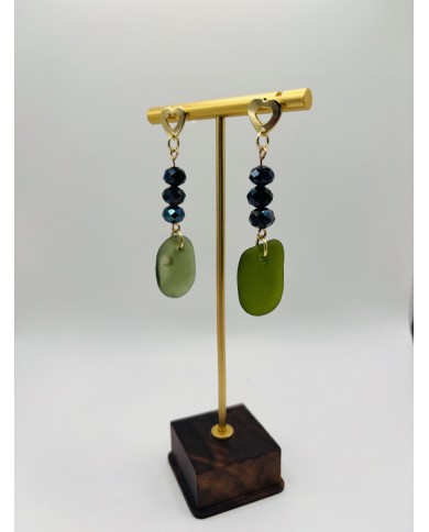 PENDIENTES ARTESANOS DE CRISTAL MARINO