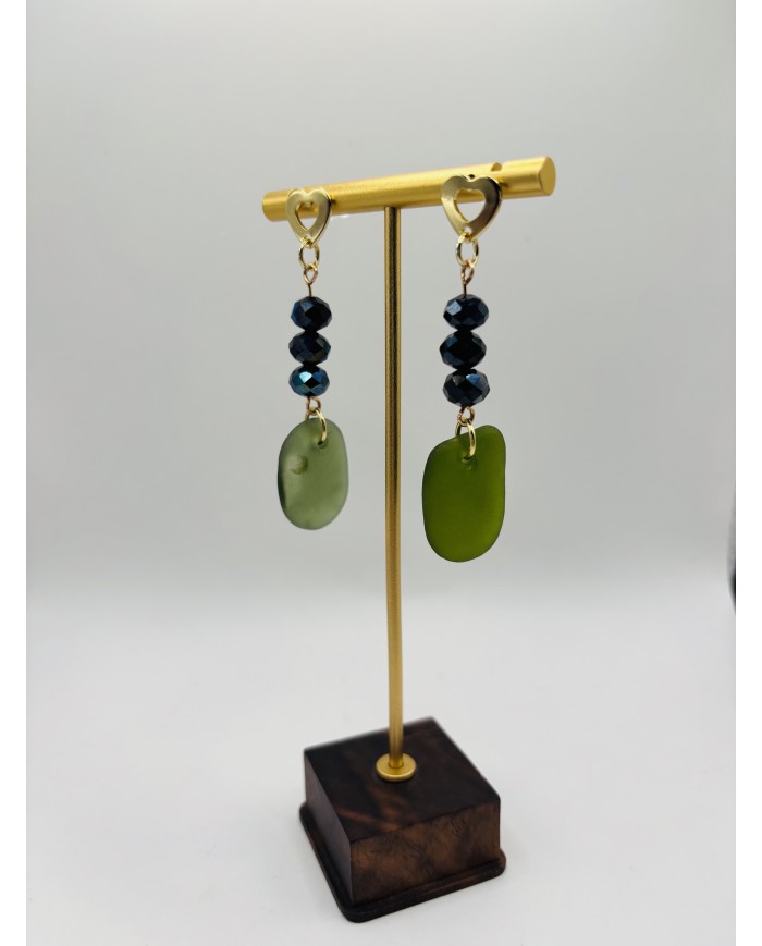 PENDIENTES ARTESANOS DE CRISTAL MARINO