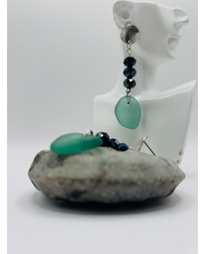 PENDIENTES ARTESANOS DE CRISTAL MARINO