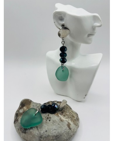 PENDIENTES ARTESANOS DE CRISTAL MARINO