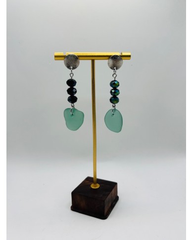 PENDIENTES ARTESANOS DE CRISTAL MARINO