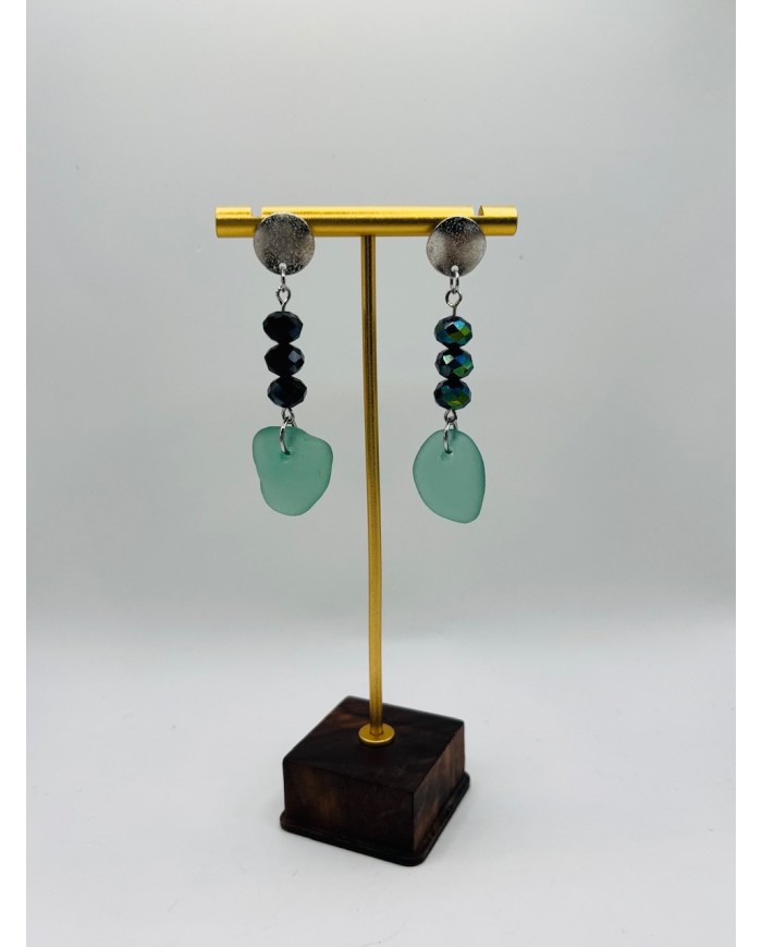 PENDIENTES ARTESANOS DE CRISTAL MARINO