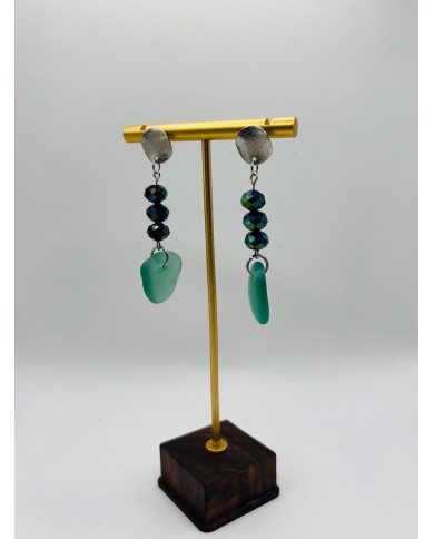 PENDIENTES ARTESANOS DE CRISTAL MARINO