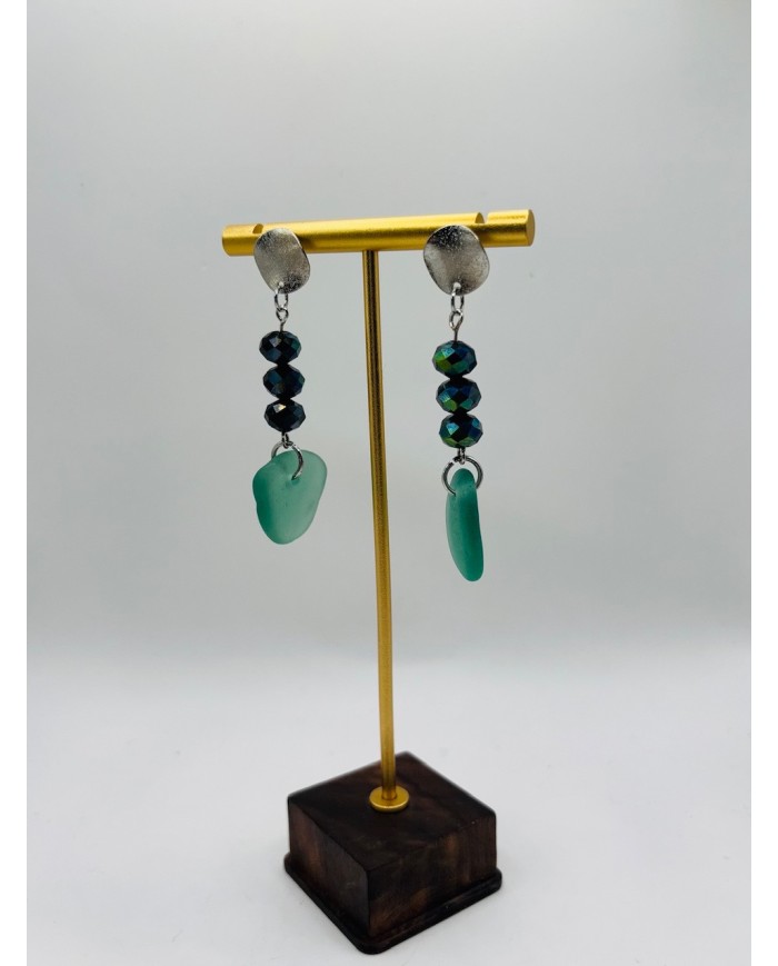 PENDIENTES ARTESANOS DE CRISTAL MARINO
