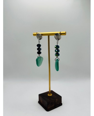 PENDIENTES ARTESANOS DE CRISTAL MARINO