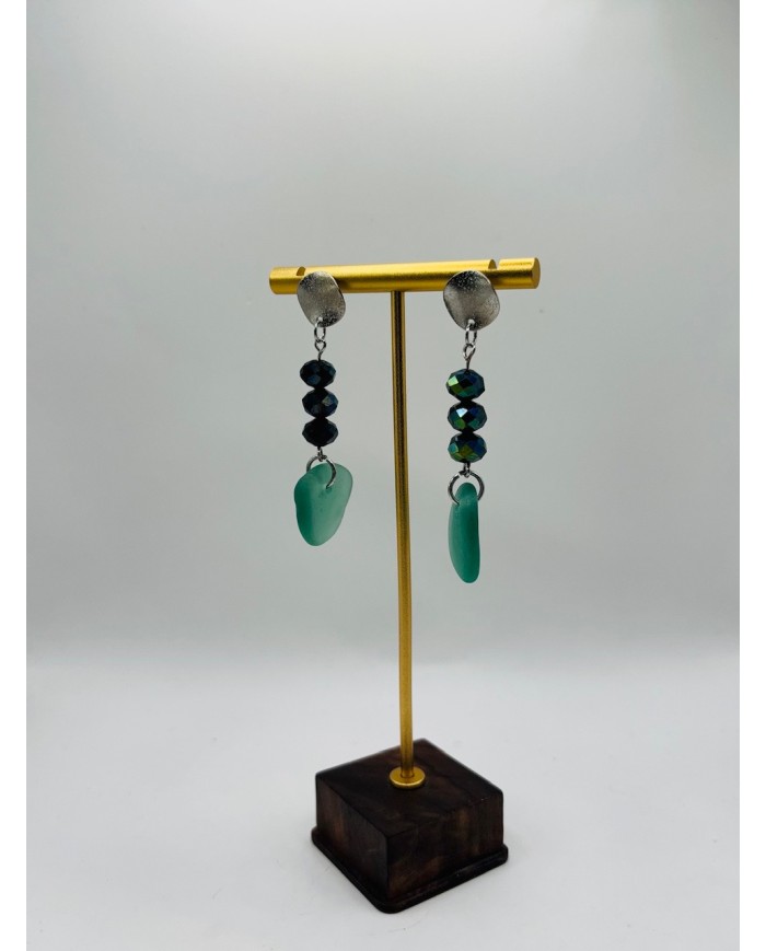 PENDIENTES ARTESANOS DE CRISTAL MARINO