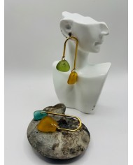 PENDIENTES ARTESANOS DE CRISTAL MARINO