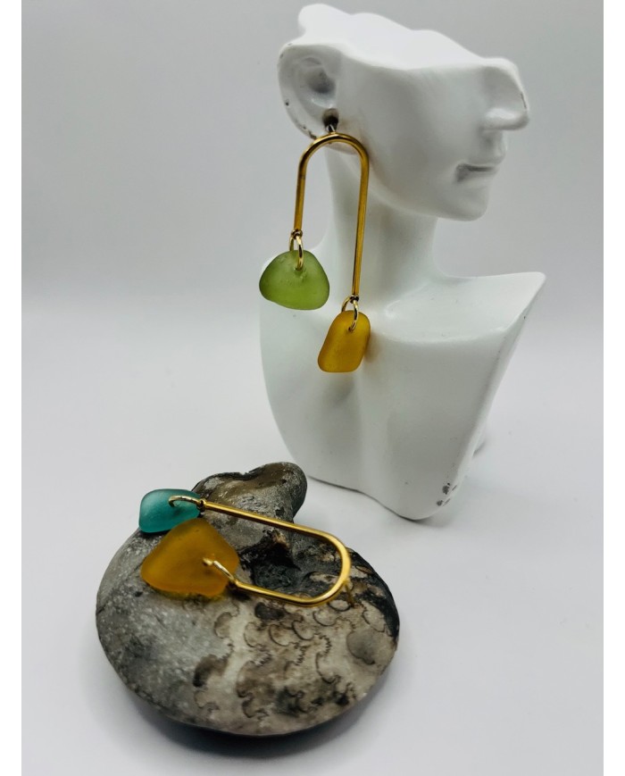 PENDIENTES ARTESANOS DE CRISTAL MARINO