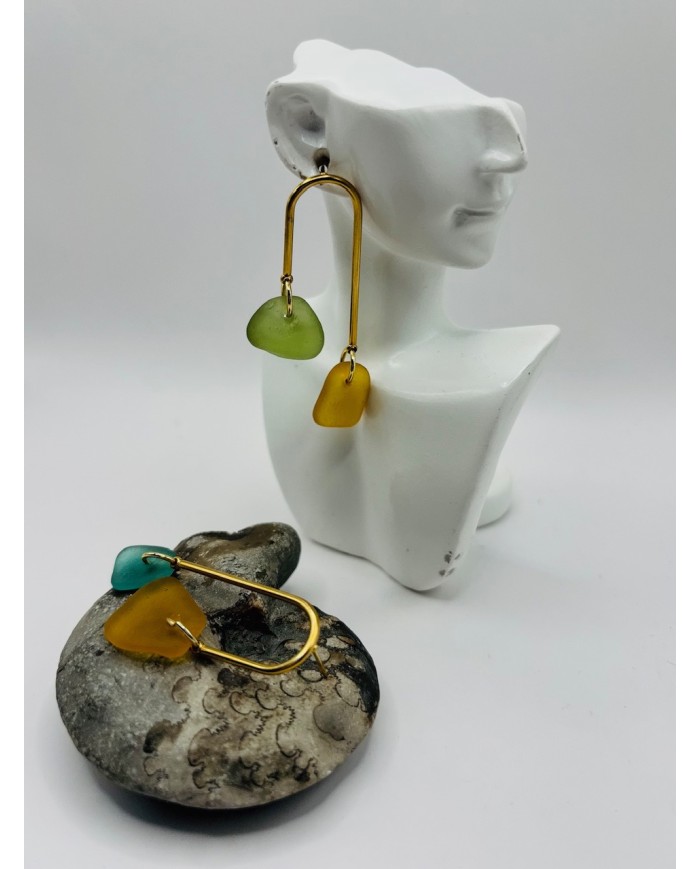 PENDIENTES ARTESANOS DE CRISTAL MARINO