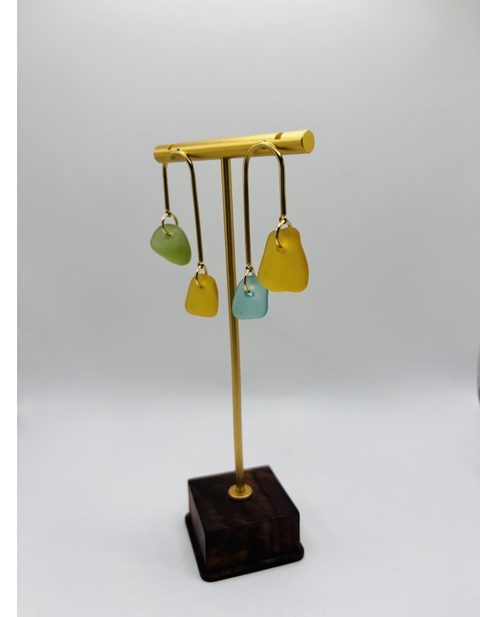 PENDIENTES ARTESANOS DE CRISTAL MARINO
