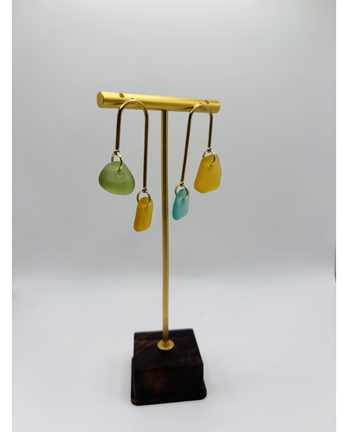 PENDIENTES ARTESANOS DE CRISTAL MARINO