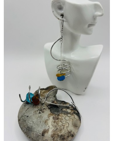 PENDIENTES ARTESANOS DE CRISTAL MARINO
