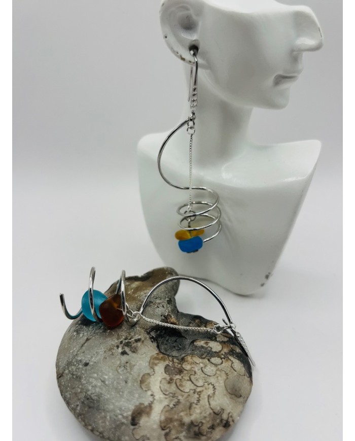 PENDIENTES ARTESANOS DE CRISTAL MARINO