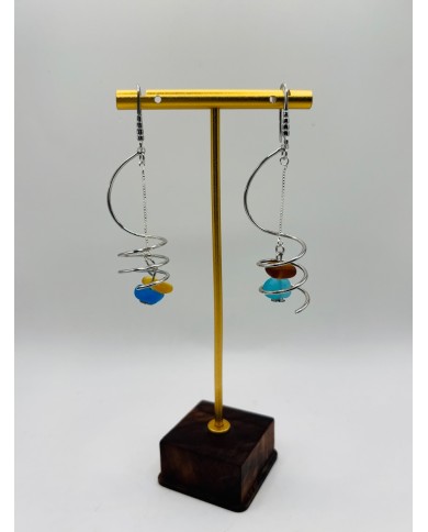 PENDIENTES ARTESANOS DE CRISTAL MARINO