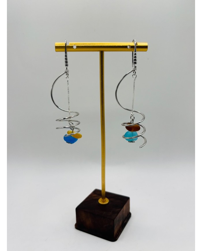 PENDIENTES ARTESANOS DE CRISTAL MARINO