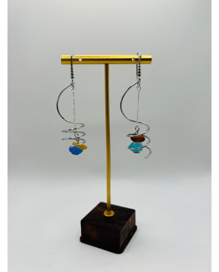 PENDIENTES ARTESANOS DE CRISTAL MARINO