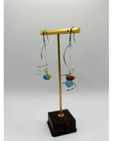 PENDIENTES ARTESANOS DE CRISTAL MARINO