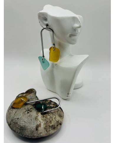 PENDIENTES ARTESANOS DE CRISTAL MARINO