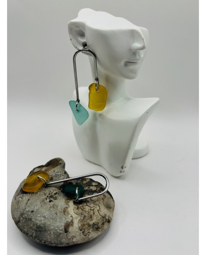 PENDIENTES ARTESANOS DE CRISTAL MARINO