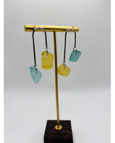 PENDIENTES ARTESANOS DE CRISTAL MARINO