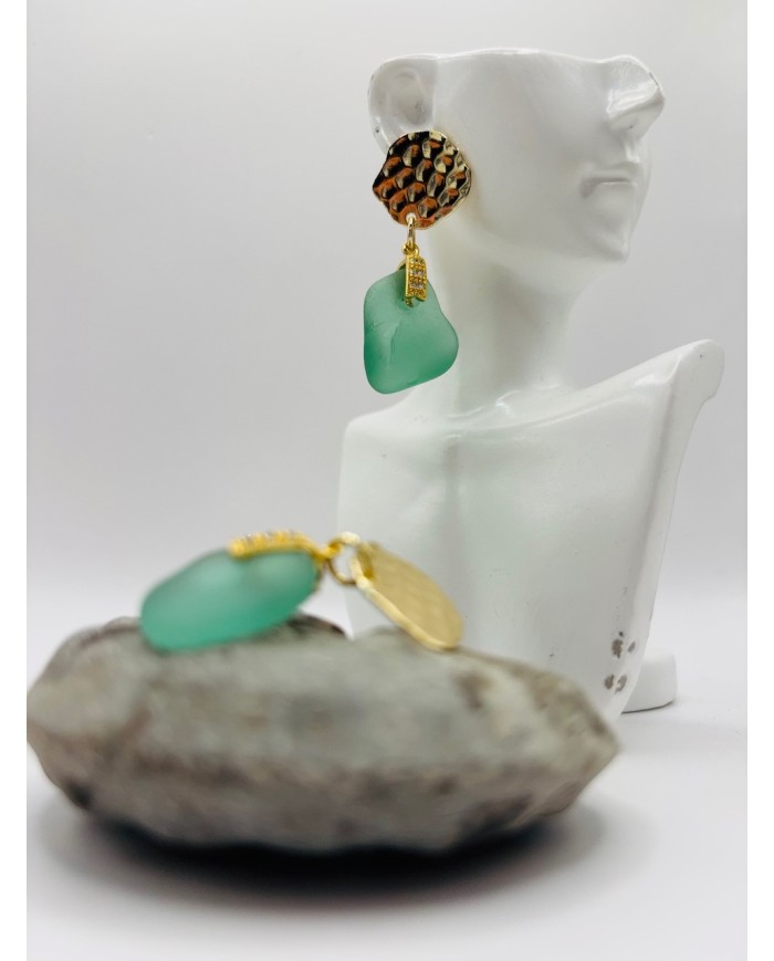 PENDIENTES DE CRISTAL MARINO ARTESANOS