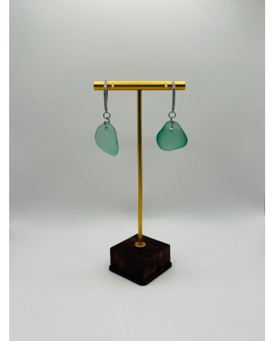 PENDIENTES DE CRISTAL MARINO  ARTESANOS