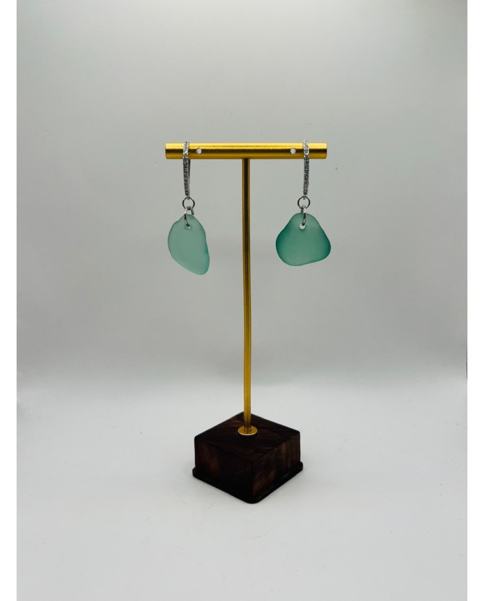 PENDIENTES DE CRISTAL MARINO  ARTESANOS